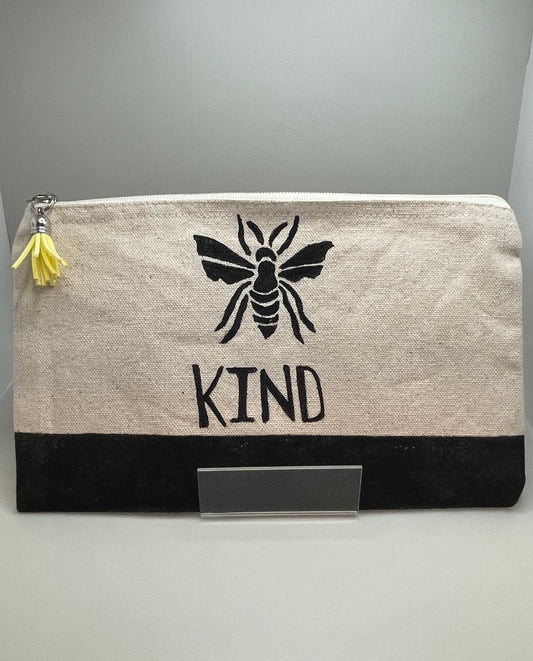 6x10 Bee (Bee Kind) Canvas Zipper Pouch