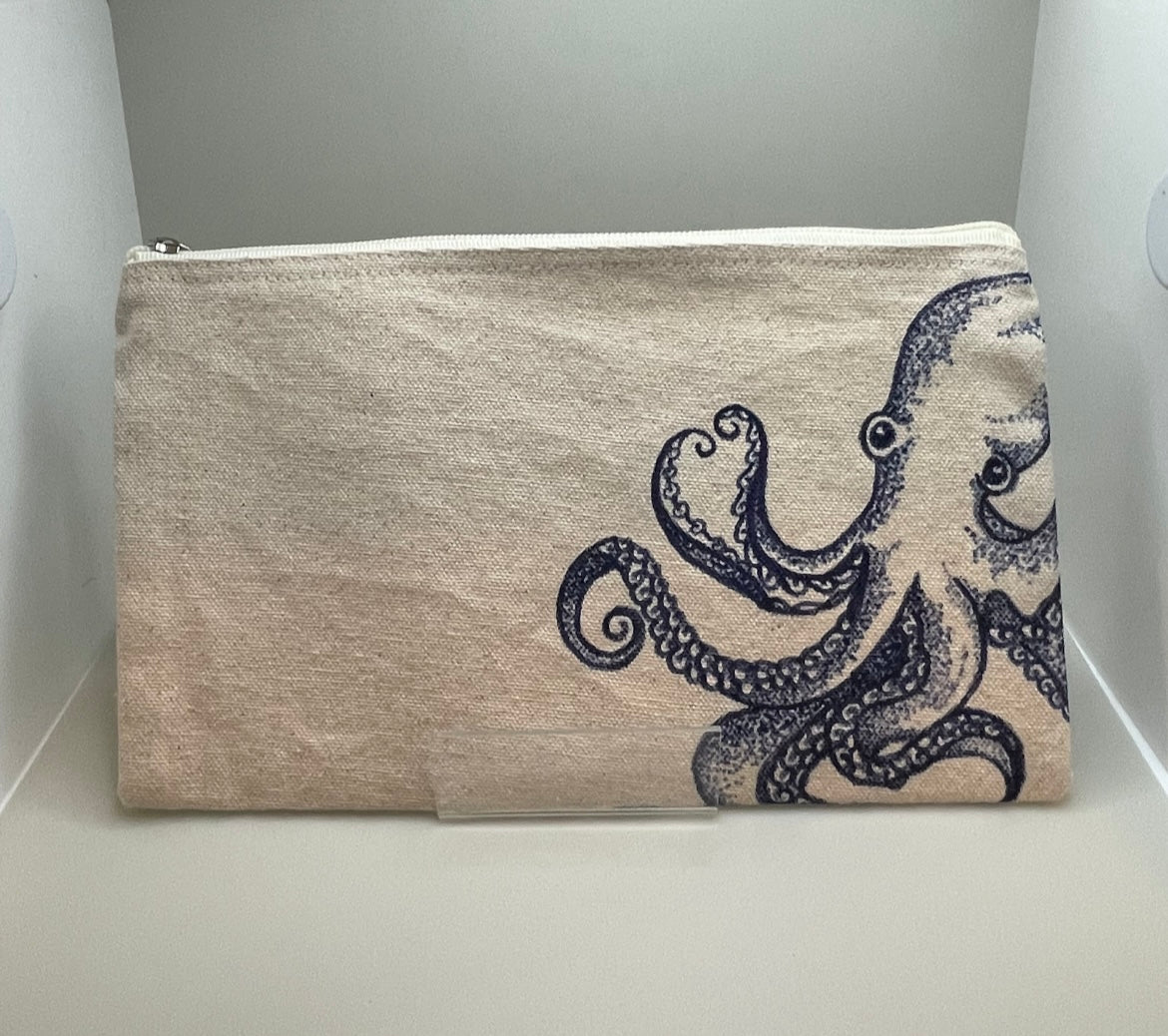 6x10 Octopus (Nautical) Canvas Zipper Pouch