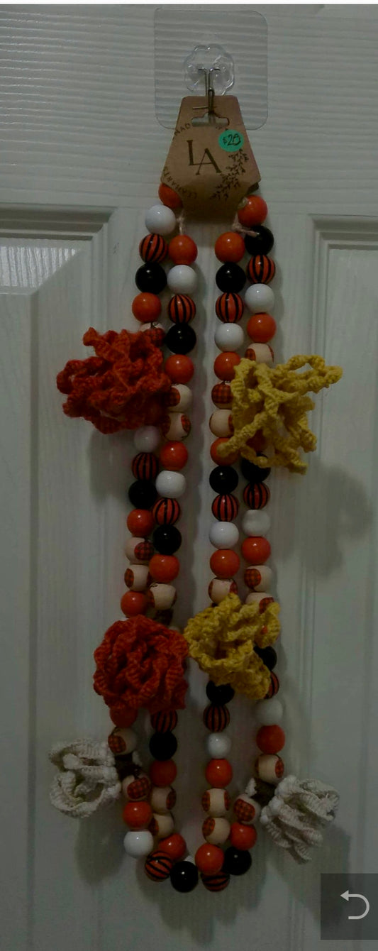 Beaded Garland With Macrame Pumpkins