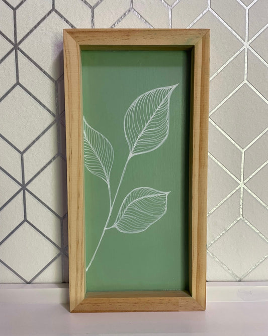 Green and White Leaf Art